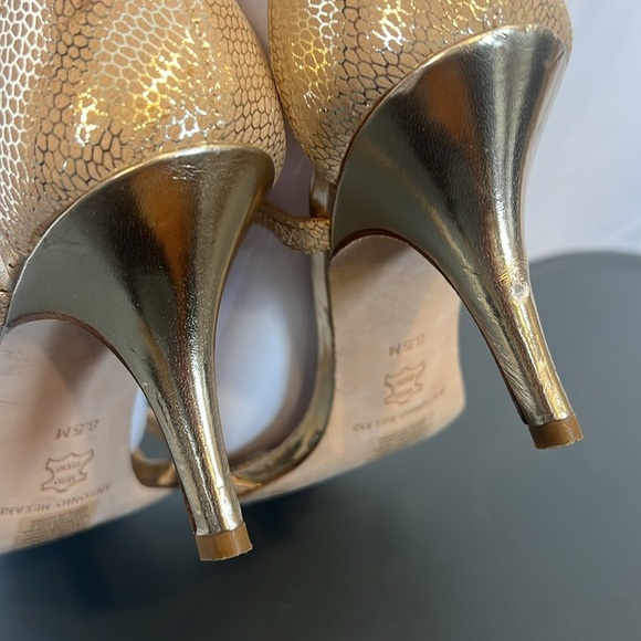 Antonio Melani crystal-embellished shoes Elegant Gold Strappy Women's Heels 8.5 - Picture 8 of 15